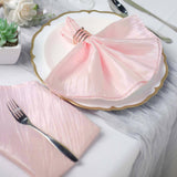 5 Pack | Blush/Rose Gold Accordion Crinkle Taffeta Dinner Napkins | 20x20Inch