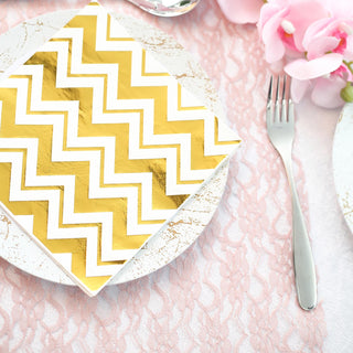 Add a Touch of Elegance to Your Table with Metallic Gold Chevron Paper Dinner Napkins