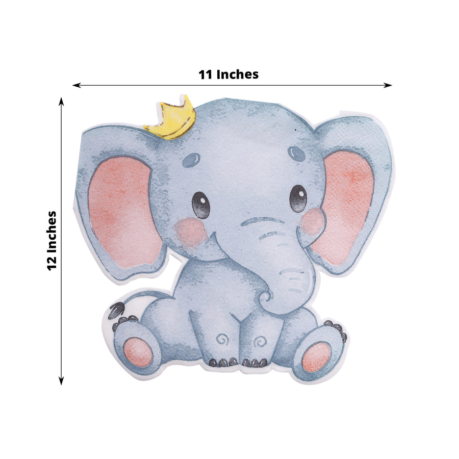 20 Pack Elephant Shaped Birthday Party Paper Cocktail Napkins, Disposable Baby Shower
