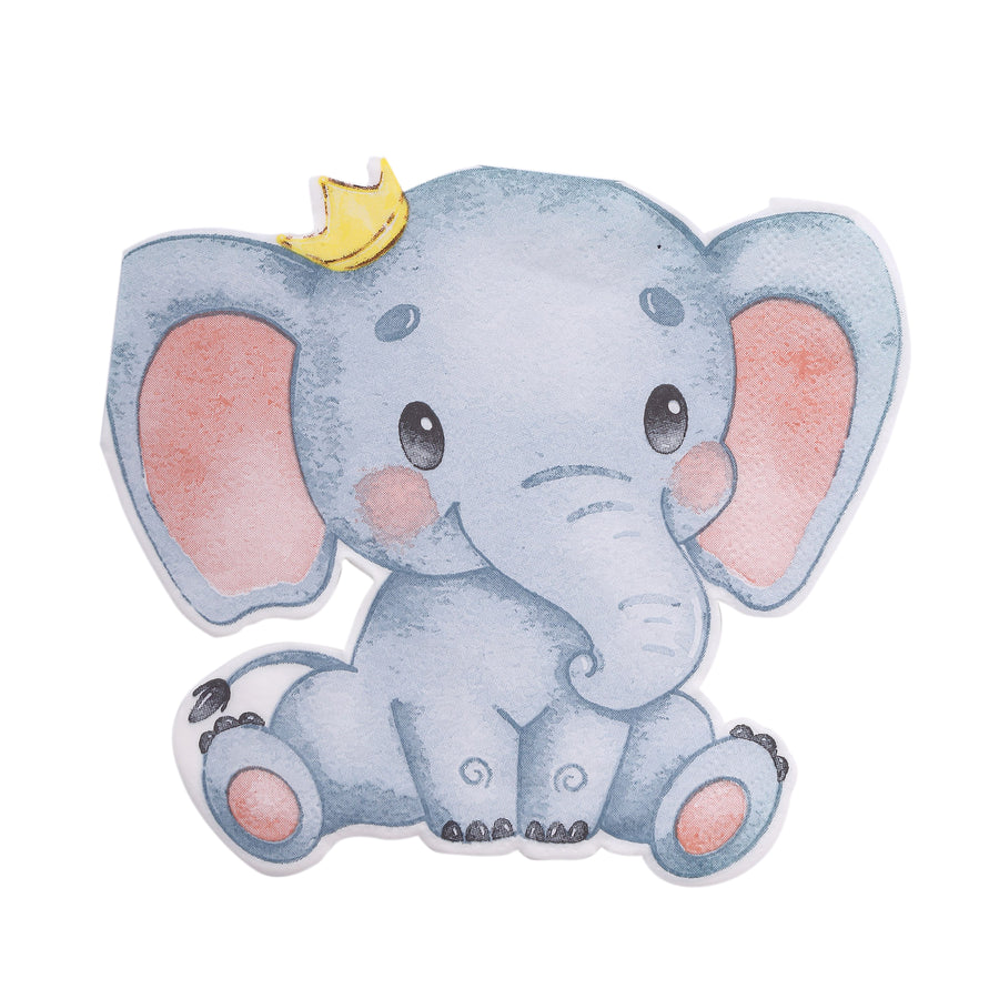 20 Pack Elephant Shaped Birthday Party Paper Cocktail Napkins, Disposable Baby Shower#whtbkgd