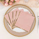 50 Pack Soft Dusty Rose 2 Ply Disposable Cocktail Napkins with Gold Foil Edge, Disposable Paper