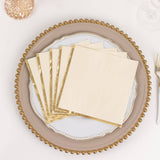 50 Pack Ivory Soft 2 Ply Disposable Cocktail Napkins with Gold Foil Edge, Paper Beverage Napkins