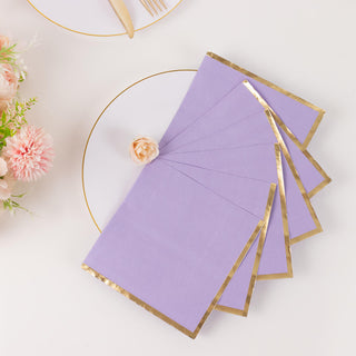 Premium-Quality Lavender Lilac Gold Disposable Napkins