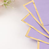 50 Pack Lavender Lilac Soft 2 Ply Disposable Cocktail Napkins with Gold Foil Edge, Paper Beverage