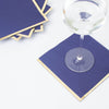 50 Pack | 2 Ply Soft Navy Blue With Gold Foil Edge Party Paper Napkins