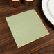 50 Pack Soft Sage Green 2 Ply Disposable Cocktail Napkins with Gold Foil Edge, Disposable Paper