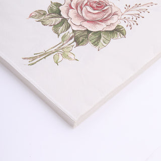 Create a Captivating Atmosphere with Our Vintage Pink Ivory Rose Paper Napkins
