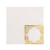 20 Pack White 3 Ply Premium Paper Cocktail Napkins with Gold Foil Lace, Soft European Style Wedding