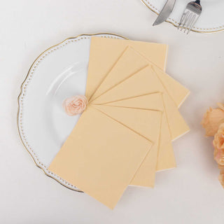 Beige 2-Ply Disposable Cocktail Napkins - Soft and Elegant