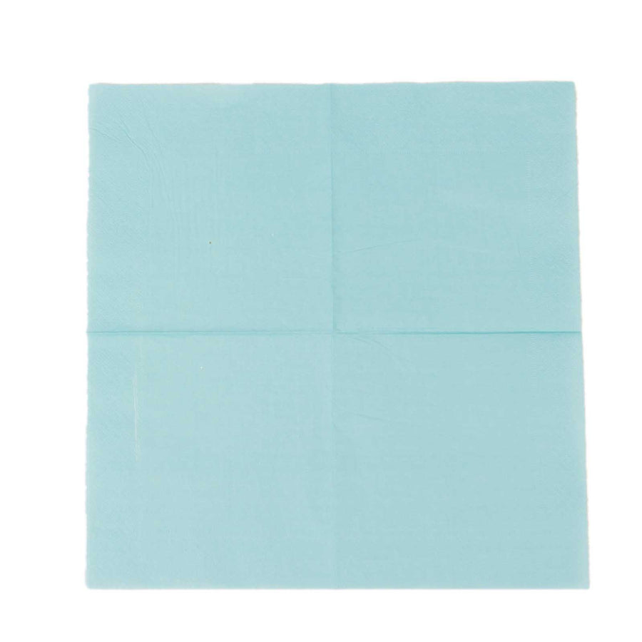 50 Pack 5"x5" Blue Soft 2-Ply Disposable Cocktail Napkins, Paper Beverage Napkins