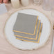 50 Pack Gray Disposable Cocktail Napkins with Gold Foil Edge