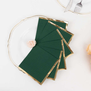 <strong>Gilded Hunter Green Disposable Paper Party Napkins </strong>