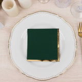 50 Pack Hunter Emerald Green Disposable Cocktail Napkins with Gold Foil Edge