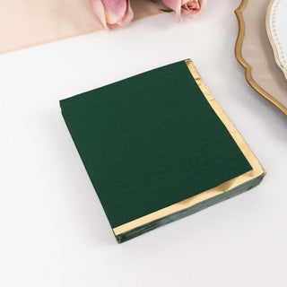 <strong>Hunter Green Paper Cocktail Napkins With Gold Foil Edge</strong>