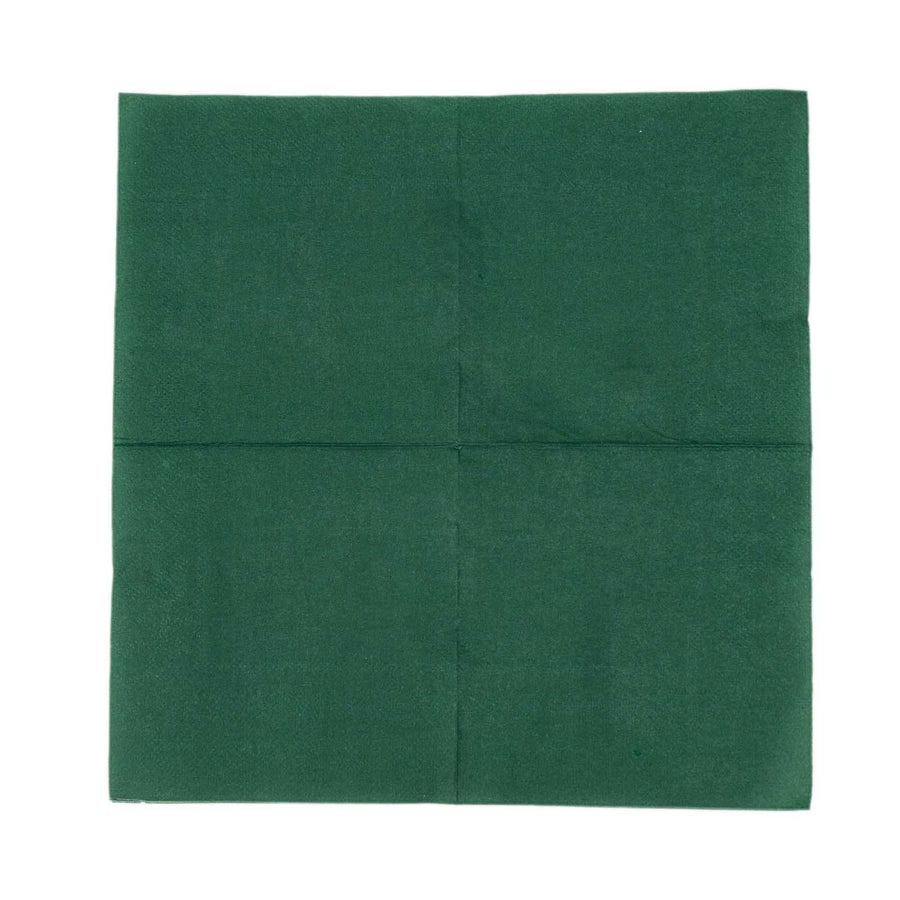 50 Pack Hunter Emerald Green Soft 2-Ply Disposable Cocktail Napkins, Paper Beverage Napkins