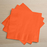 50 Pack 5"x5" Orange Soft 2-Ply Disposable Cocktail Napkins, Paper Beverage Napkins - 18 GSM