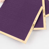 50 Pack Purple Disposable Cocktail Napkins with Gold Foil Edge