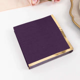 50 Pack Purple Disposable Cocktail Napkins with Gold Foil Edge