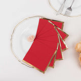 50 Pack Red Disposable Cocktail Napkins with Gold Foil Edge