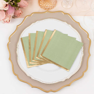 <strong>Gilded Sage Green Paper Party Napkins </strong>