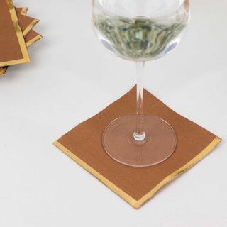 <strong>Terracotta Soft Paper Beverage Napkins With Gold Foil Edge</strong>
