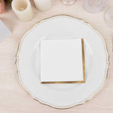 50 Pack White Disposable Cocktail Napkins with Gold Foil Edge
