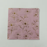 50 Pack Dusty Rose 2-Ply Paper Beverage Napkins with Gold Outlined Flowers Print