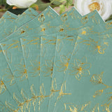 50 Pack Dusty Sage Green 2-Ply Paper Beverage Napkins with Gold Outlined Flowers Print