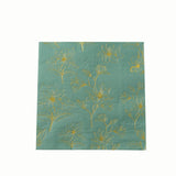 50 Pack Dusty Sage Green 2-Ply Paper Beverage Napkins with Gold Outlined Flowers Print