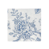 50 Pack 2-Ply Paper Beverage Napkins in Matte Blue and White French Toile Floral Pattern#whtbkgd