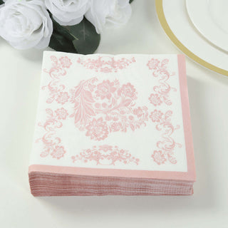 <span style="background-color:transparent;color:#000000;">French Toile Floral Pattern White Pink 2-Ply Paper Beverage Napkins</span>