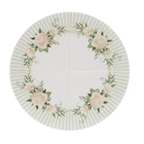 25 Pack White Sage Green Round Paper Napkins with Floral Lined Pattern, Highly#whtbkgd