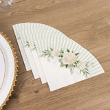 25 Pack White Sage Green Round Paper Napkins with Floral Lined Pattern, Highly