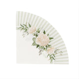 25 Pack White Sage Green Round Paper Napkins with Floral Lined Pattern, Highly