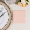 Blush Rose Gold Soft Linen-Feel Airlaid Paper Cocktail Napkins, Highly Absorbent Disposable