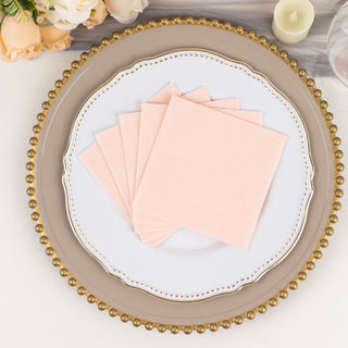 Blush Soft Linen-Feel Airlaid Paper Cocktail Napkins - Add Elegance to Your Event