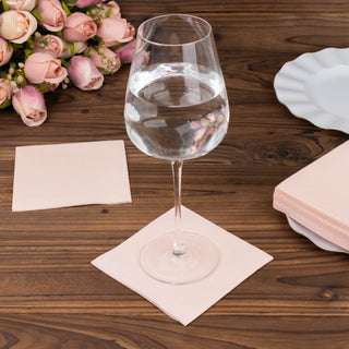 The Perfect Blend of Style and Convenience - Blush Soft Linen-Feel Airlaid Paper Cocktail Napkins