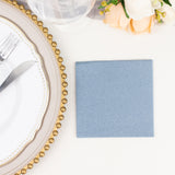 20 Pack Dusty Blue Soft Linen-Feel Airlaid Paper Cocktail Napkins, Highly Absorbent Disposable