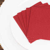 20 Pack | Burgundy Soft Linen-Feel Airlaid Paper Cocktail Napkins, Highly Absorbent Disposable