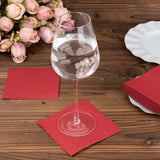 20 Pack | Burgundy Soft Linen-Feel Airlaid Paper Cocktail Napkins, Highly Absorbent Disposable