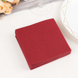 20 Pack | Burgundy Soft Linen-Feel Airlaid Paper Cocktail Napkins, Highly Absorbent Disposable