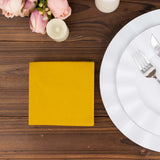 20 Pack | Gold Soft Linen-Feel Airlaid Paper Cocktail Napkins, Highly Absorbent Disposable