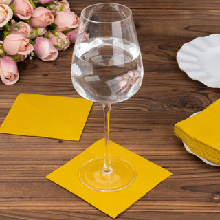 Experience Luxury with Gold Soft Linen-Feel Airlaid Paper Cocktail Napkins