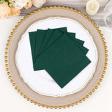 20 Pack | Hunter Emerald Green Soft Linen-Feel Airlaid Paper Cocktail Napkins, Absorbent Disposable