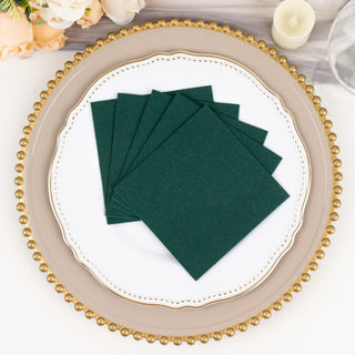 Hunter Emerald Green Soft Linen-Feel Airlaid Paper Cocktail Napkins