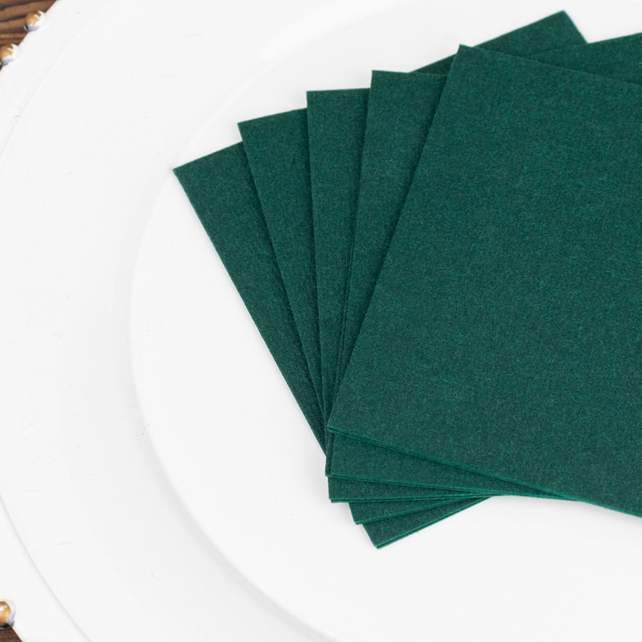 20 Pack | Hunter Emerald Green Soft Linen-Feel Airlaid Paper Cocktail Napkins, Absorbent Disposable