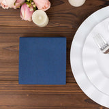 20 Pack | Navy Blue Soft Linen-Feel Airlaid Paper Cocktail Napkins, Highly Absorbent Disposable