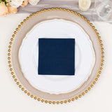 20 Pack | Navy Blue Soft Linen-Feel Airlaid Paper Cocktail Napkins, Highly Absorbent Disposable