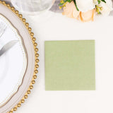 20 Pack Sage Green Soft Linen-Feel Airlaid Paper Cocktail Napkins, Highly Absorbent Disposable