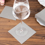 20 Pack | Silver Soft Linen-Feel Airlaid Paper Cocktail Napkins, Highly Absorbent Disposable